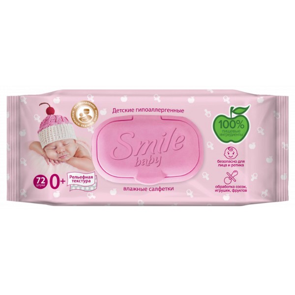 Фото - Влажные салфетки для грудничков Smile Baby с клапаном 72 шт. (4823071617870)