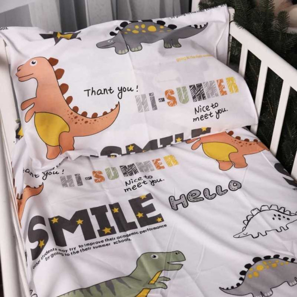 Фото - Комплект постільної білизни дитячий MirSon 110х140 17-0698 Smoky Dinosaurs Бязь (2200010459685)