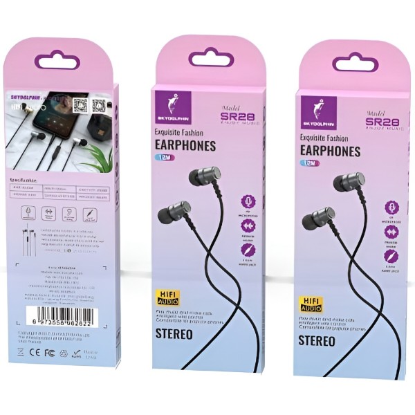 Фото - Навушники вкладиші дротові SkyDolphin SR28 Metal with mic Gray (HF-000471)