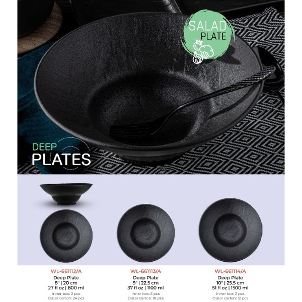 Фото - Тарелка суповая Wilmax Slatestone Black 22.5 см (WL-661113 / A)
