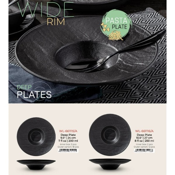 Фото - Тарілка супова Wilmax Slatestone Black 24 см (WL-661115 / A)