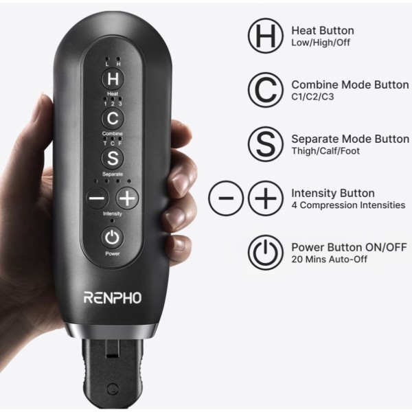 Фото - Массажер для ніг RENPHO Foot Calf and Thigh Air Massager Black (RP-ALM079H-BK)
