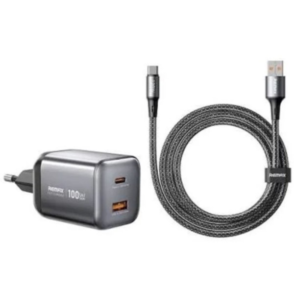 Фото - Сетевое зарядное устройство Remax Wisdom Series 100W GaN Travel Charger+A-C Data Cable Set CA-15(AC100W) EU Tarnish (6954851263463)