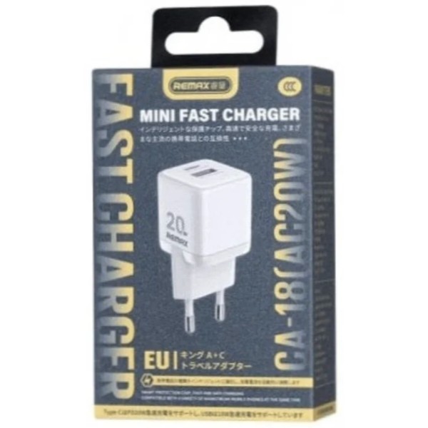 Фото - Мережевий зарядний пристрій Remax Kings 20W A+C Charger  CA-18(AC20W)  EU-white (6954851236825)