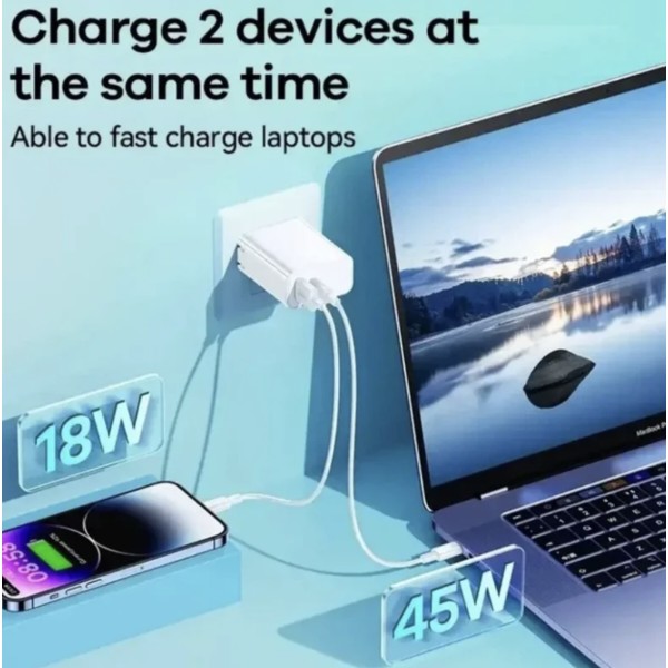 Фото - Мережевий зарядний пристрій Remax Kiddy Series 65W A+C Fast Charger RP-U125 EU-White (6954851209454)