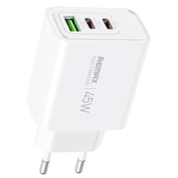 Фото - Мережевий зарядний пристрій Remax Kiddy Series 45W 2C+1A Fast Charger RP-U139 EU-WHITE (6972174151809)