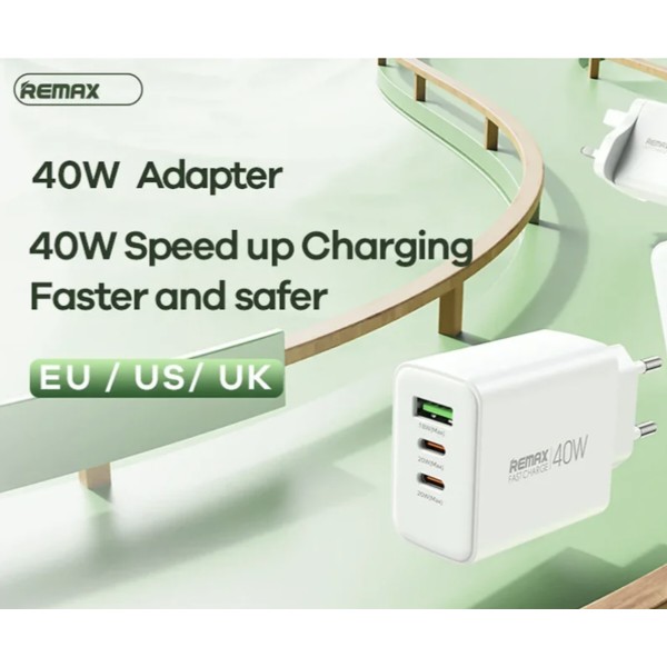 Фото - Мережевий зарядний пристрій Remax Kiddy Series 40W 1A+2C Fast Charger RP-U123 EU-White (6954851209515)