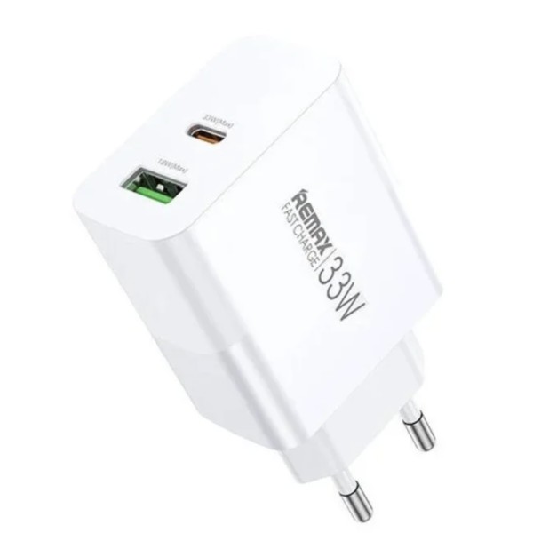 Фото - Мережевий зарядний пристрій Remax Kiddy Series 33W A+C Fast Charger RP-U122 EU-White (6954851209393)