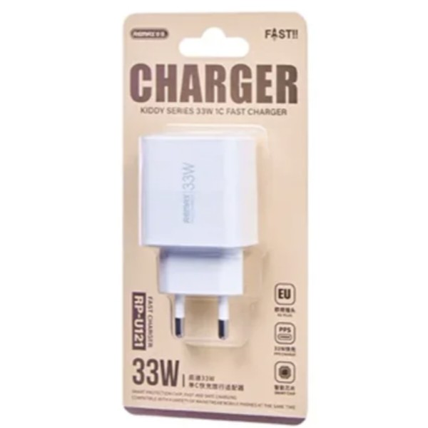 Фото - Мережевий зарядний пристрій Remax Kiddy Series 33W 1C Fast Charger RP-U121 EU-White (6954851209546)