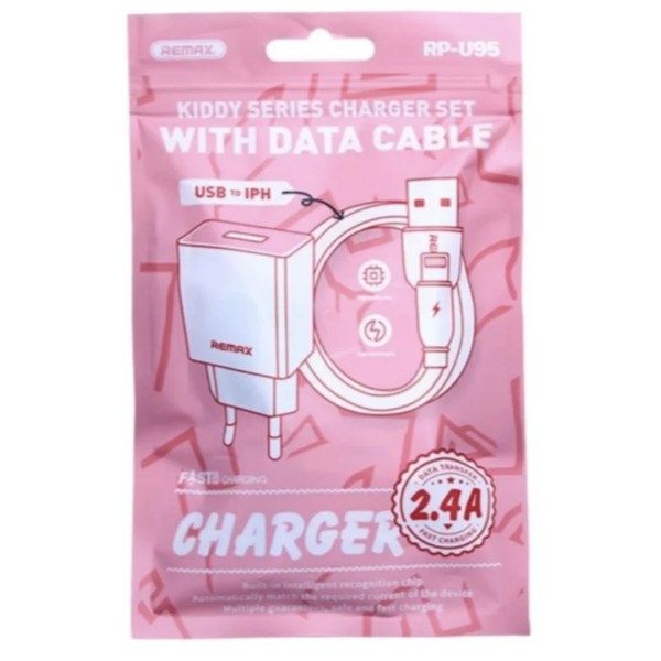 Фото - Сетевое зарядное устройство Remax Kiddy Series 2.4A RP-Charger Set with Cable U95 IPH (6954851218180)