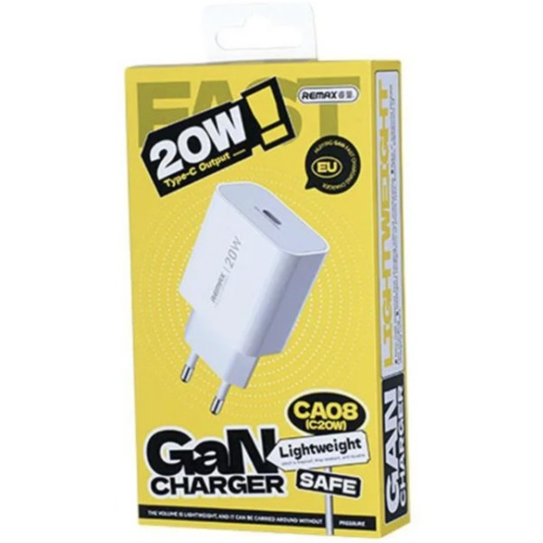 Фото - Сетевое зарядное устройство Remax Huiying GaN Fast Charging Charger CA08(C20W) EU-white (6954851252054)