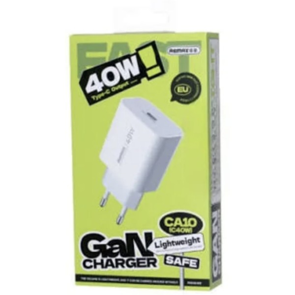 Фото - Сетевое зарядное устройство Remax Huiying GaN Fast Charging Charger  CA10(C40W) EU-white (6954851252122)