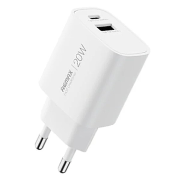 Фото - Сетевое зарядное устройство Remax GaN Fast Charging Charger A+C U187-AC20W EU (6954851247081)