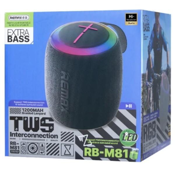 Фото - Портативная акустика Remax RB-M81 Party Light Portable Wireless Speaker 7W Black (6972174156316)