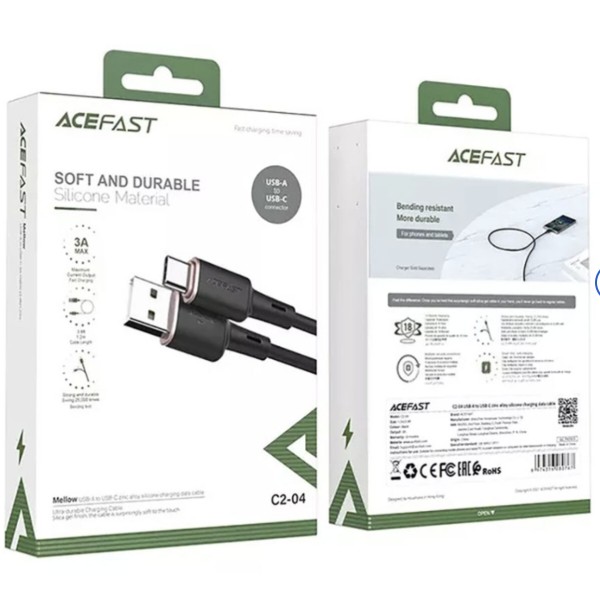 Фото - Кабель AceFast C2-04 USB to Type-C 3A 1.2m Black (6974316280767)