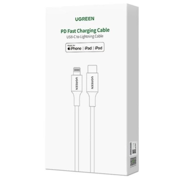 Фото - Кабель UGREEN US304 USB 2.0 Type-C M-Lightning M 2 m 20V/3A 60W White (60761)