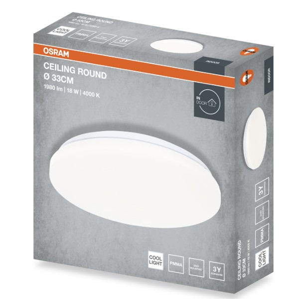 Фото - Светодиодный светильник Osram CEILING ROUND 18Вт 4000K 1140Лм (4099854647468)