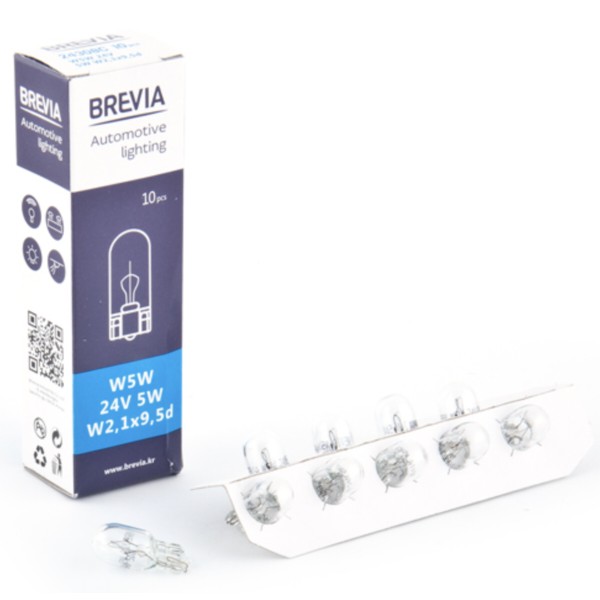 Фото - Автолампа Brevia W5W 24V 5W W2.1x9.5d CP (24308C)
