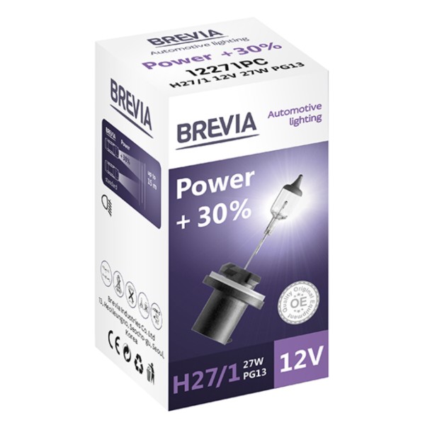 Фото - Автолампа Brevia H27/1 12V 27W PG13 Power +30% CP (12271PC )