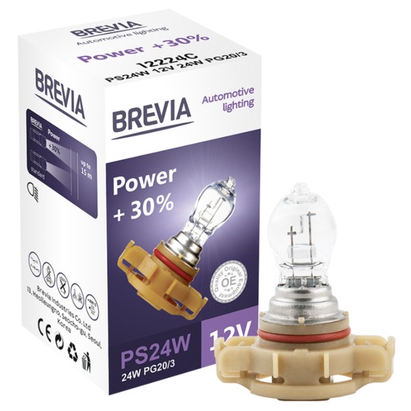Фото - Автолампа Brevia PS24W 12V 24W PG20/3 Power +30% CP (12224C)