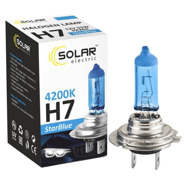 Фото - Автолампа Solar H7 12V 55W PX26d StarBlue 4200K SET (1247S2)