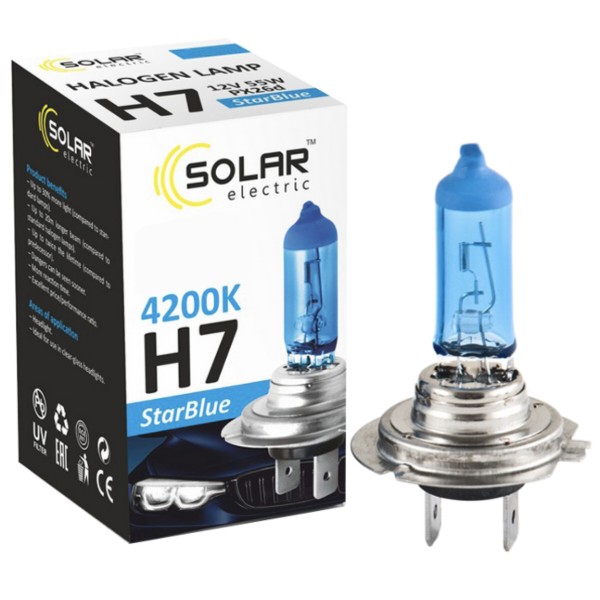 Фото - Автолампа Solar H7 12V 55W PX26d StarBlue 4200K (1247)