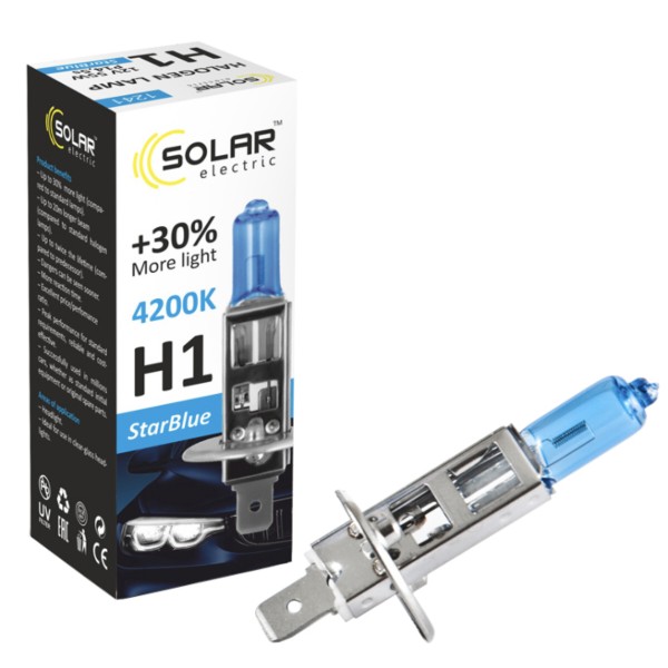 Фото - Автолампа Solar H1 12V 55W P14,5s StarBlue 4200K (1241)