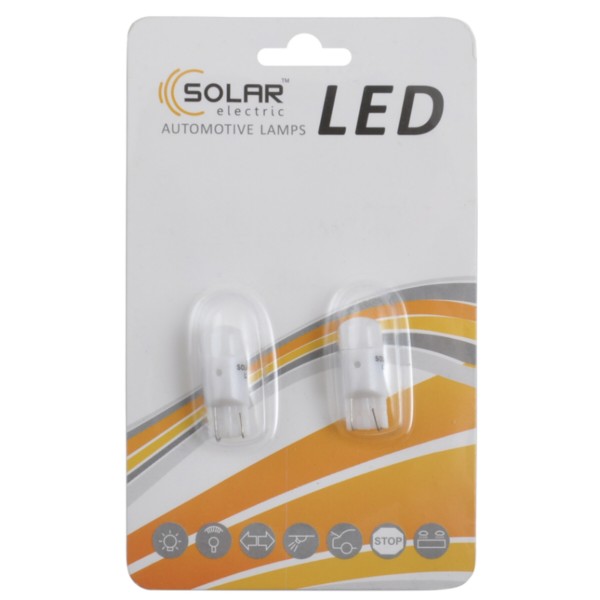 Фото - Автолампа Solar LED 12V T10 W2.1x9.5d SMD 1.5W white 2 шт. (LS298_B2)