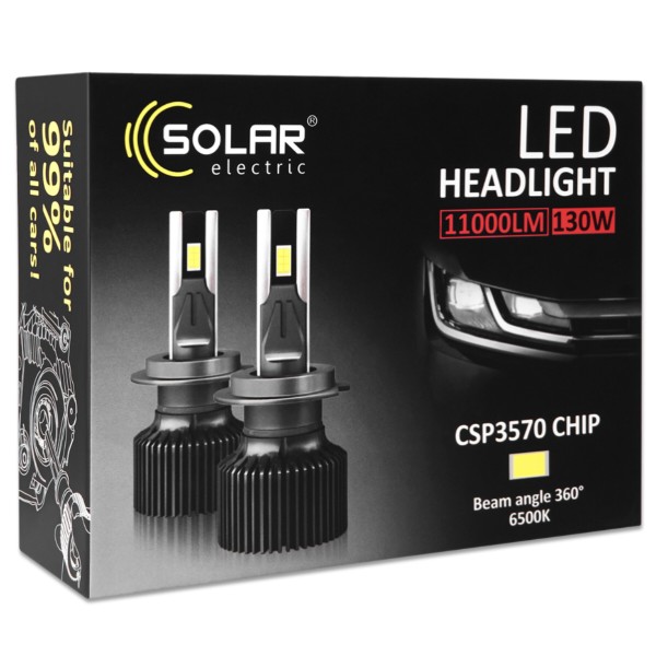 Фото - Автолампа Solar H8-H11-H16 12/24V 130W 11000Lm 6500K CSP3570 2 шт. (8711S2)