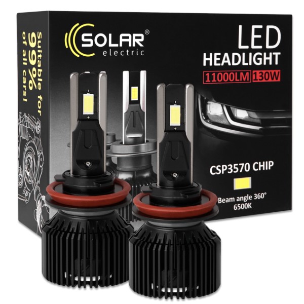 Фото - Автолампа Solar H8-H11-H16 12/24V 130W 11000Lm 6500K CSP3570 2 шт. (8711S2)