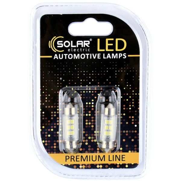 Фото - Автолампа Solar 24V SV8.5 T11x36 6SMD 2835 white 2 шт. (SL2550) Фото - Автолампа Solar 24V SV8.5 T11x36 6SMD 2835 white 2 шт. (SL2550)