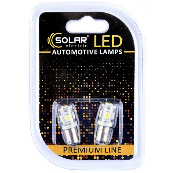 Фото - Автолампа Solar 24V T8.5 BA9s 5SMD 5050 white 2 шт. (SL2531)
