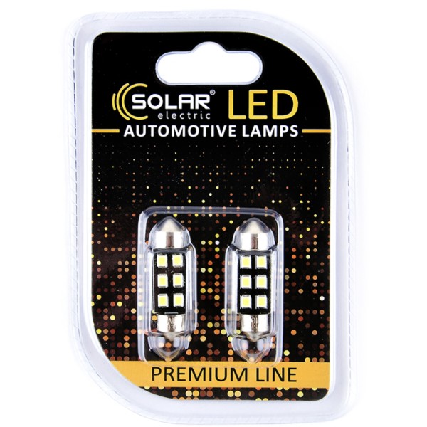 Фото - Автолампа Solar 12V SV8.5 T11x36 6SMD 2835 CANBUS white 2 шт. (SL1362)