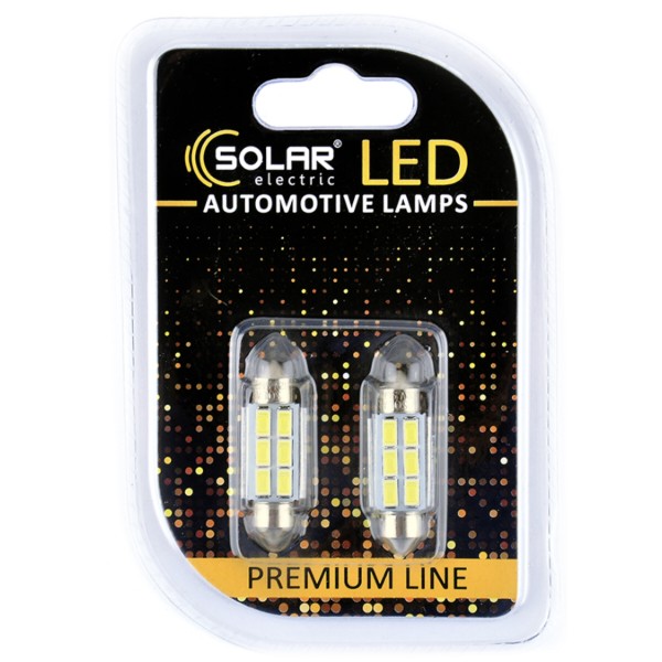Фото - Автолампа Solar 12V SV8.5 T11x36 6SMD 5730 CANBUS white 2 шт. (SL1360)