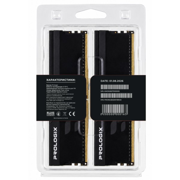 Фото - Память DDR ProLogix DDR4 2x8GB/3200 Prologix Onyx Black RGB (PRO16GB3200YBR4K)