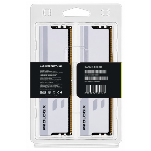 Фото - Память DDR ProLogix DDR4 2x8GB/3200 Prologix Onyx White (PRO16GB3200YW4K)