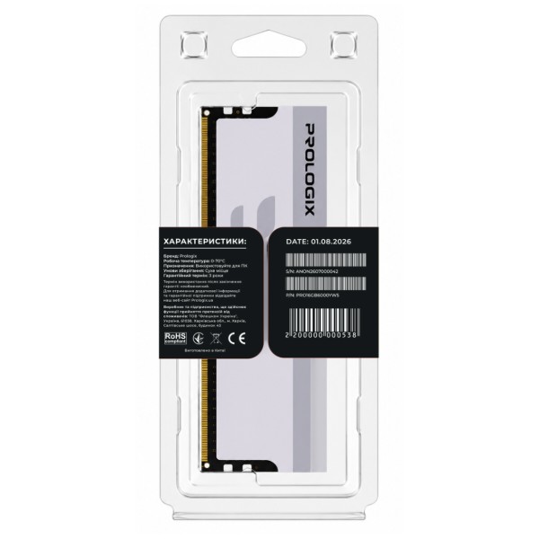 Фото - Память DDR ProLogix DDR5 16GB/6000 Prologix Onyx White (PRO16GB6000YW5)