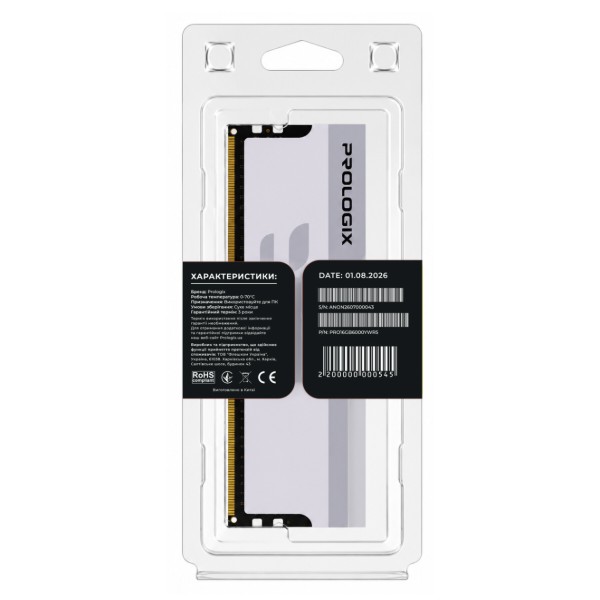 Фото - Память DDR ProLogix DDR5 16GB/6000 Prologix Onyx White RGB (PRO16GB6000YWR5)