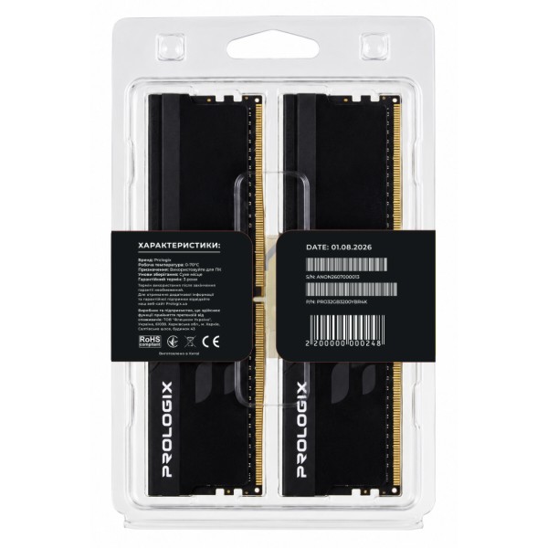 Фото - Память DDR ProLogix DDR4 2x16GB/3200 Prologix Onyx Black RGB (PRO32GB3200YBR4K)