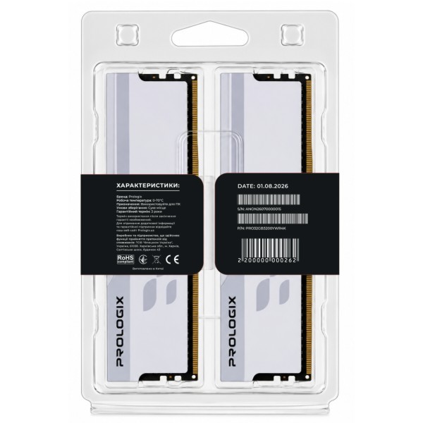 Фото - Память DDR ProLogix DDR4 2x16GB/3200 Prologix Onyx White RGB (PRO32GB3200YWR4K)