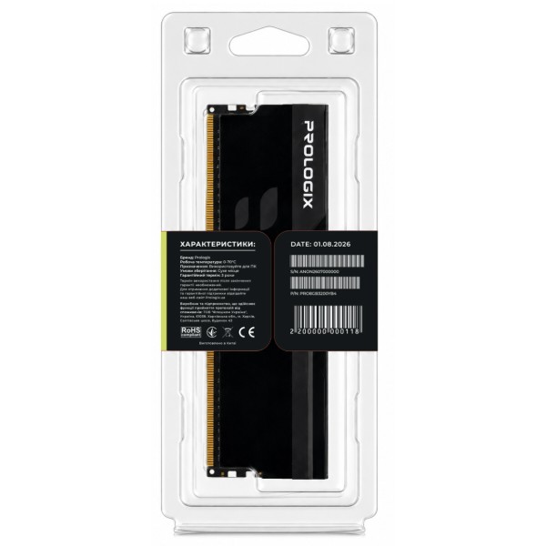 Фото - Память DDR ProLogix DDR4 8GB/3200 Prologix Onyx Black (PRO8GB3200YB4)