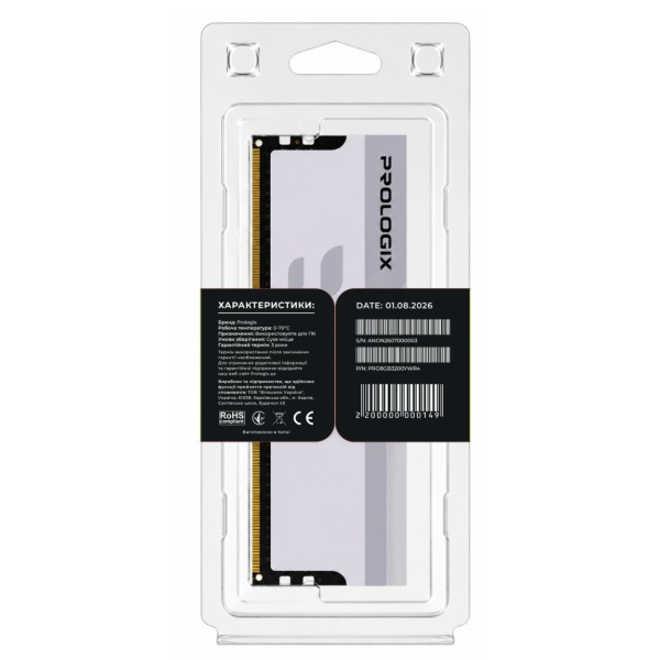 Фото - Память DDR ProLogix DDR4 8GB/3200 Prologix Onyx White RGB (PRO8GB3200YWR4)