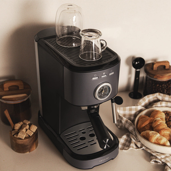 Фото - Уцінка - Кавоварка ріжкова Cecotec Power Espresso 20 Pecan Steel (CCTC-00275)