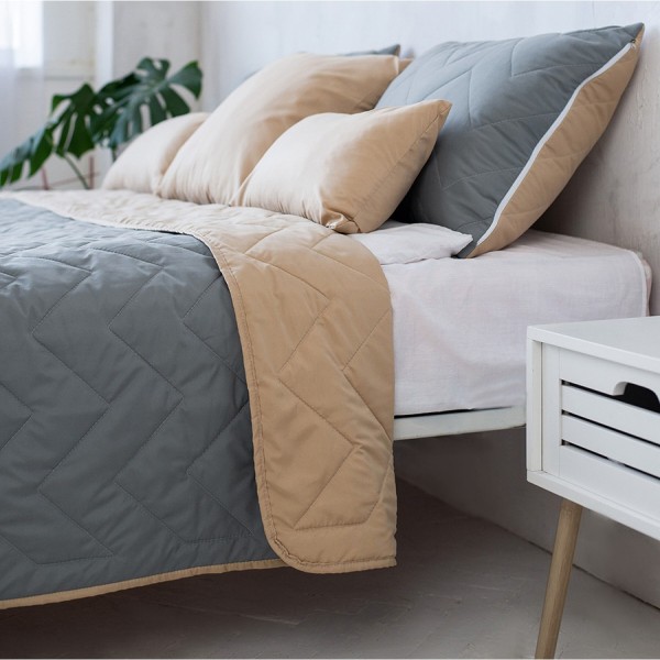 Фото - Набор покрывало + наволочки двуспальный Sonex Bora Bora 220x240 см +нав. 50x70 см 2 шт. Коричневый с серым (SO102399)
