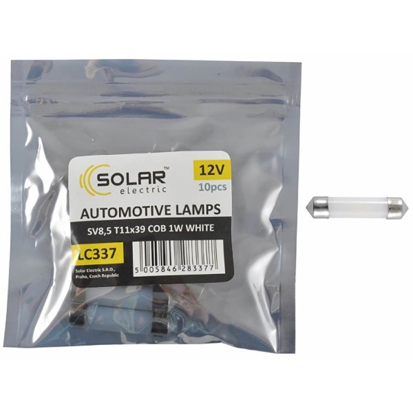 Фото - Автолампа Solar LED 12V SV8.5 T11x39 1COB 1W white 10 шт. (LC337_P)