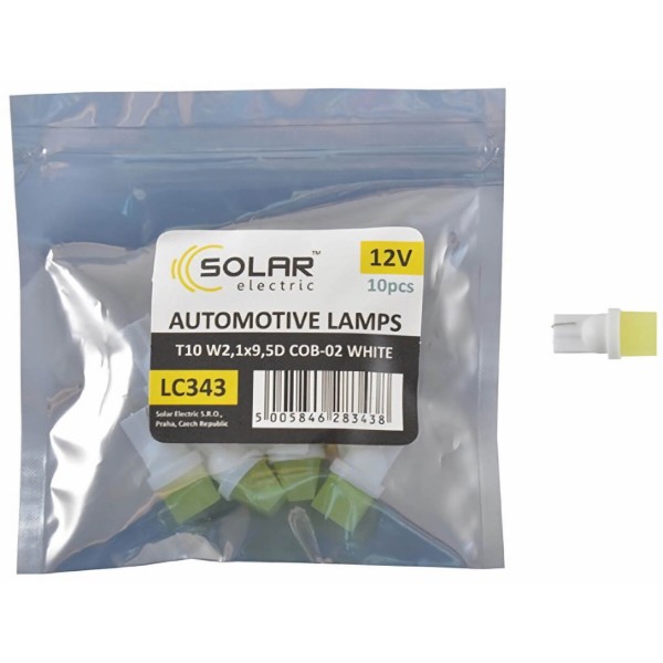 Фото - Автолампа Solar LED 12V T10 W2.1x9.5d 1COB white 10 шт. (LC343_P)