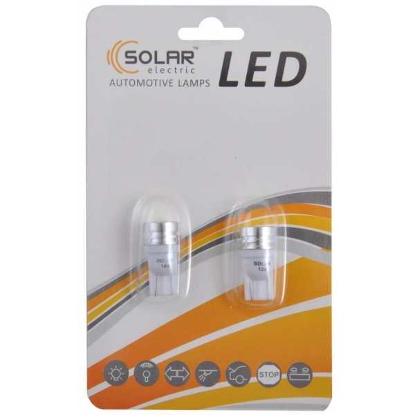 Фото - Автолампа Solar LED 12V T10 W2.1x9.5d 1SMD 1W white 2 шт. (LS241_B2)