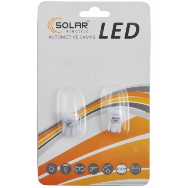 Фото - Автолампа Solar LED 12V T10 W2.1x9.5d 1smd 5050 white 2 шт. (LS245_B2)