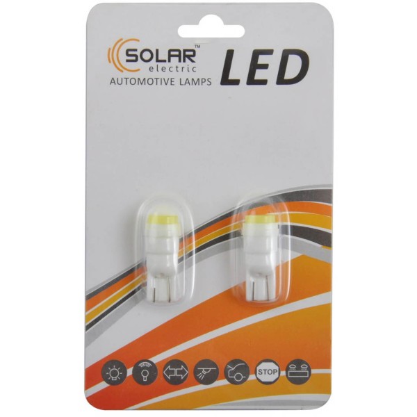 Фото - Автолампа Solar LED 12V T10 W2.1x9.5d 1SMD with lens white 2 шт. (LC342_B2)