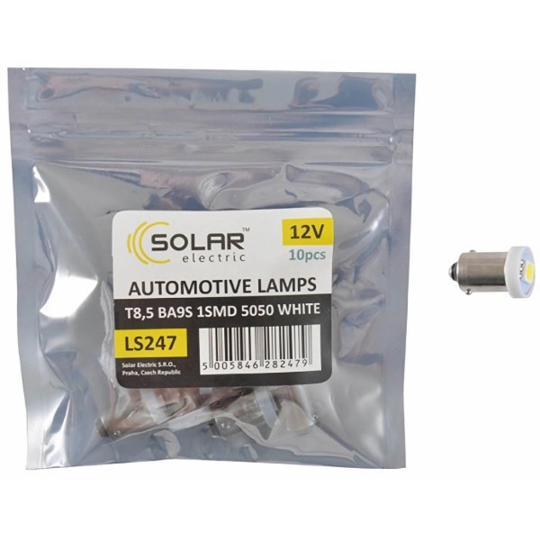 Фото - Автолампа Solar LED 12V T8.5 BA9s 1smd 5050 white 10 шт. (LS247_P)
